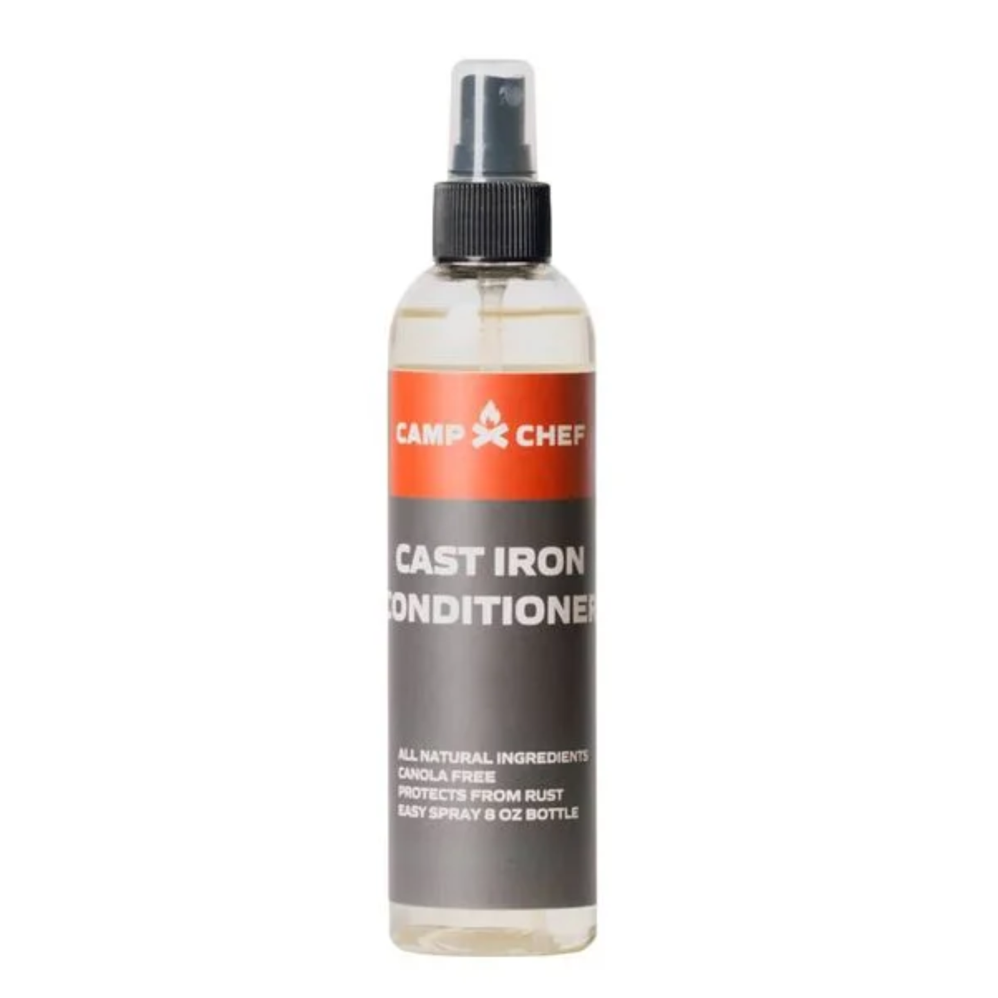 Camp Chef Cast Iron Conditioner spray bottle on a white background