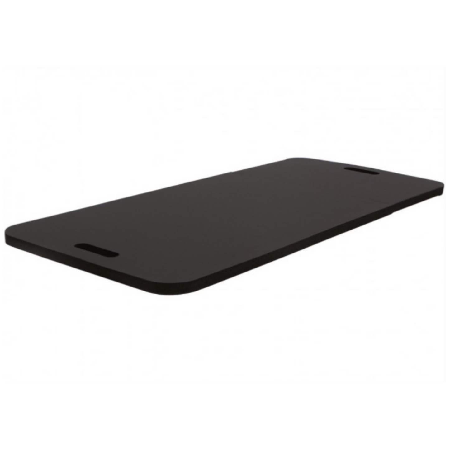 Black rectangular mat on a white background