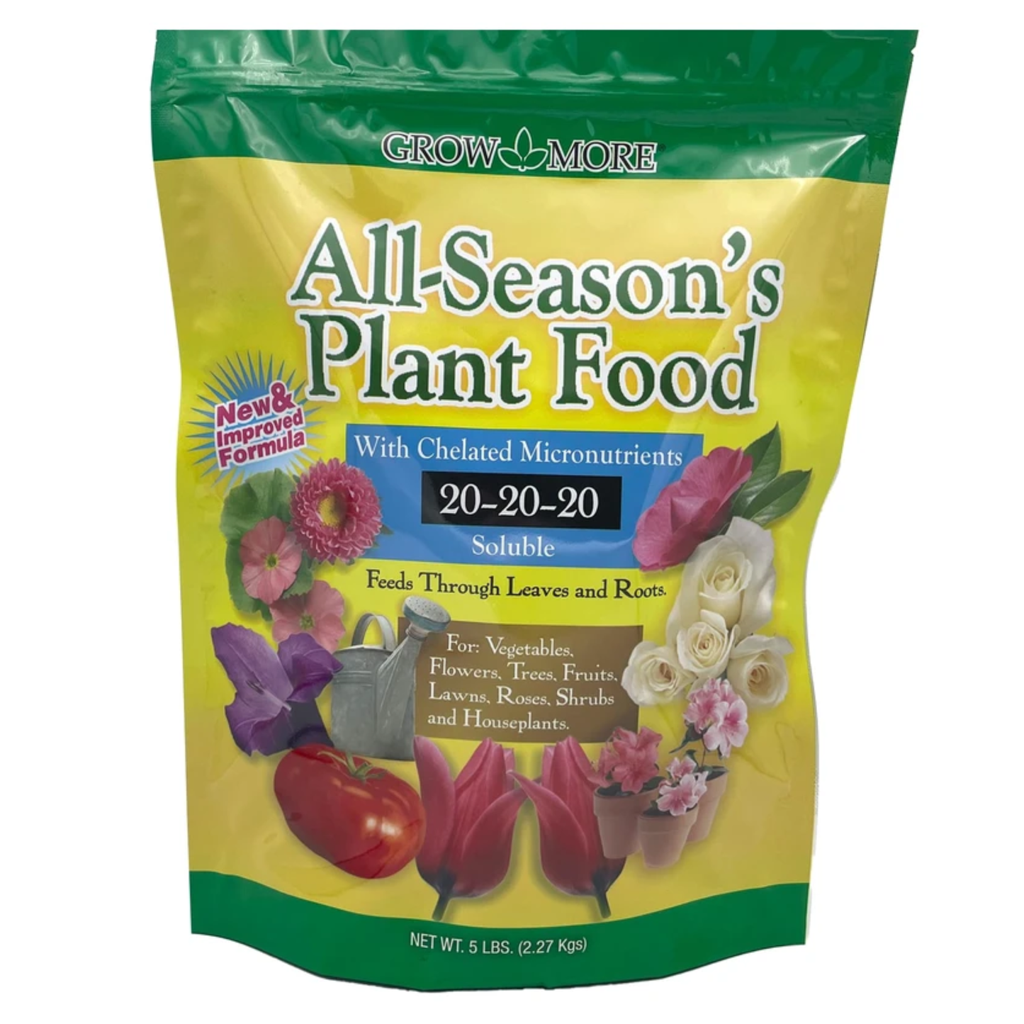 Bag of Grow More All-Season's Plant Food on a white background
