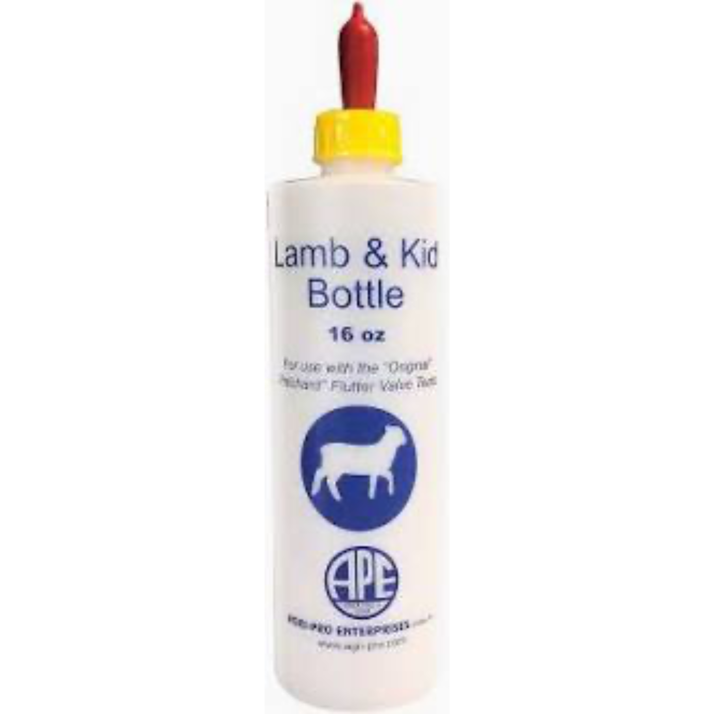 Lamb & Kid bottle with red cap on a white background