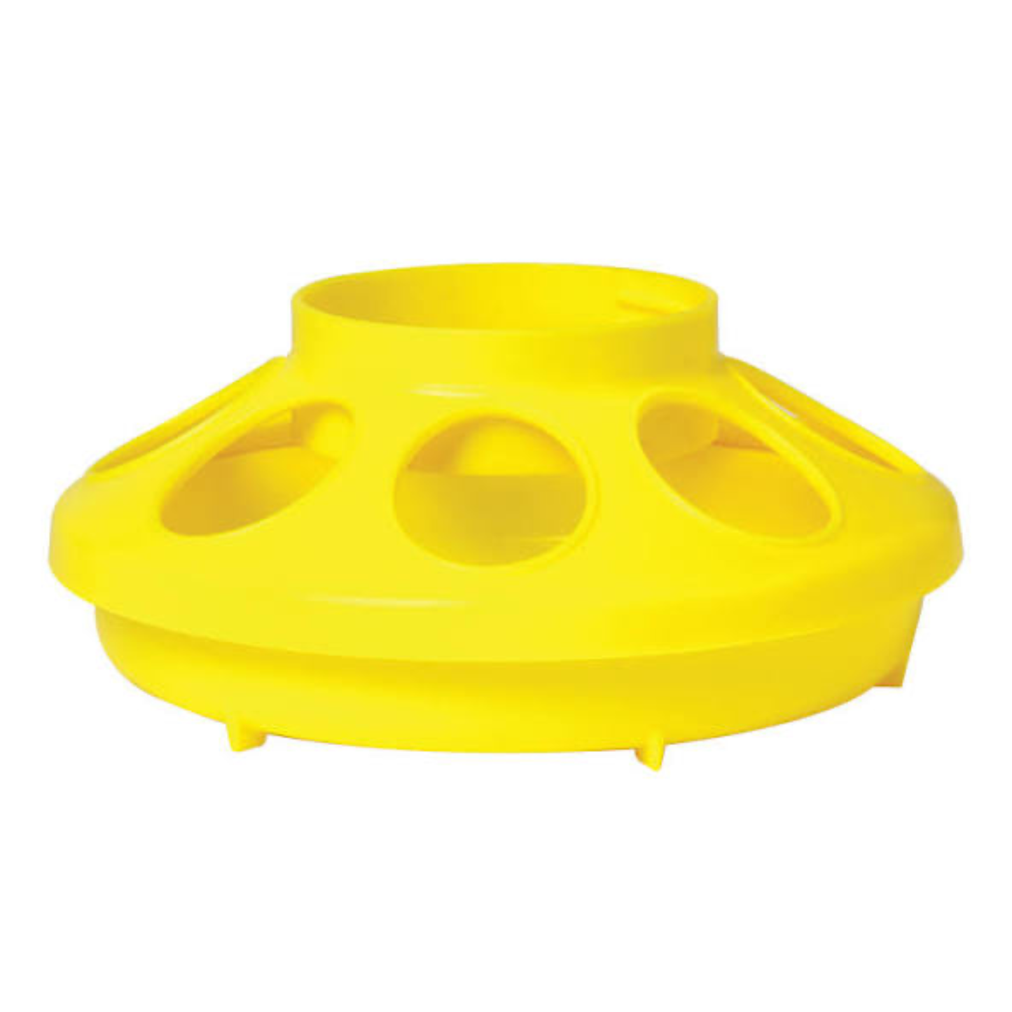 Yellow plastic container with multiple compartments on a white background