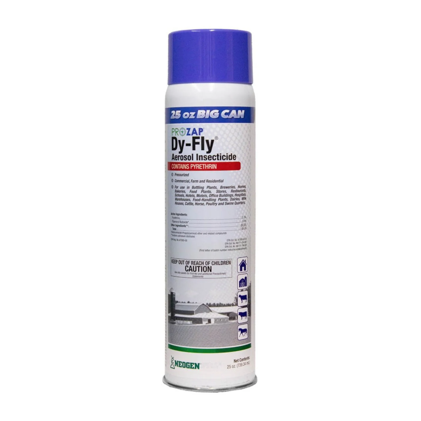 Prozap Dy-Fly aerosol insecticide can on a white background
