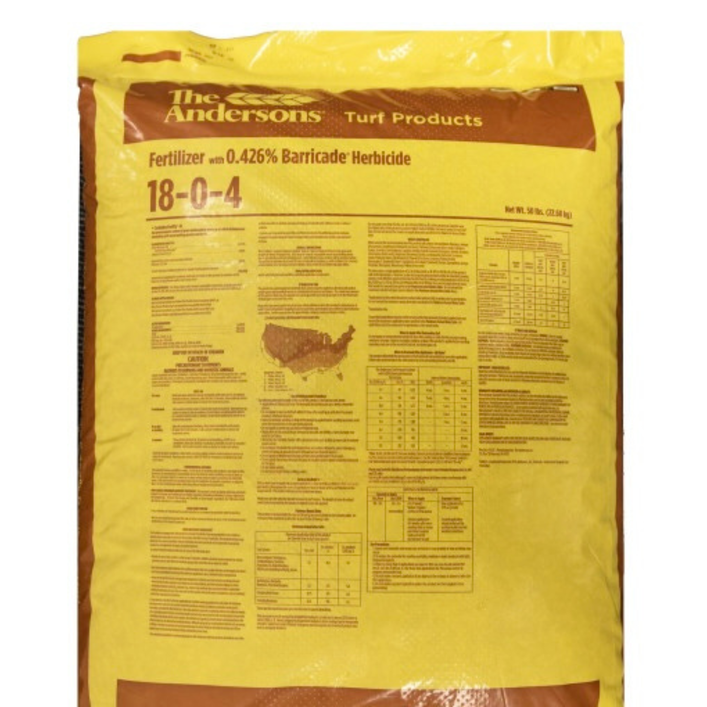 Yellow bag of The Andersons Turf Products fertilizer with brown label