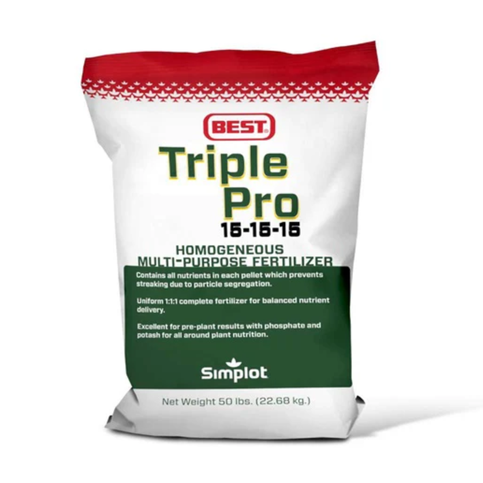 Bag of Best Triple Pro fertilizer on a white background