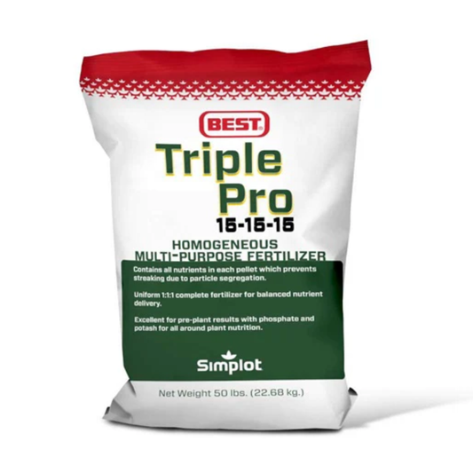 Bag of Best Triple Pro fertilizer on a white background