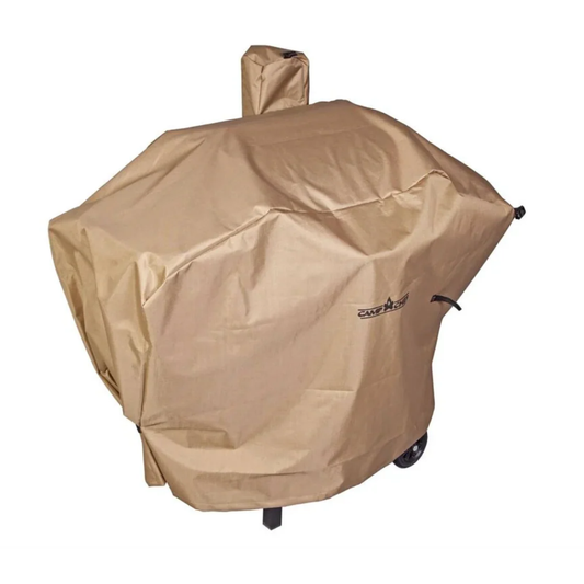 Beige grill cover on a white background