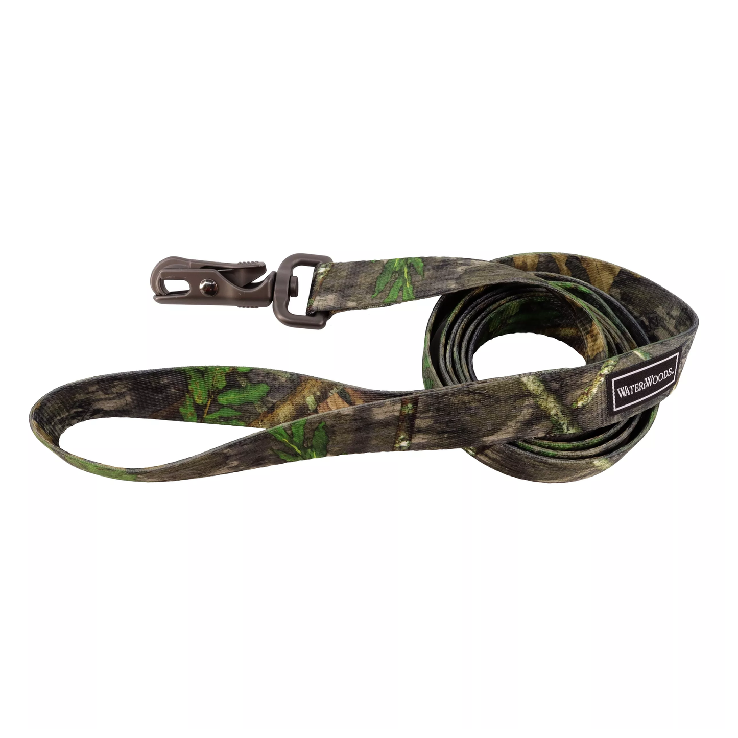 Camouflage dog leash on a white background