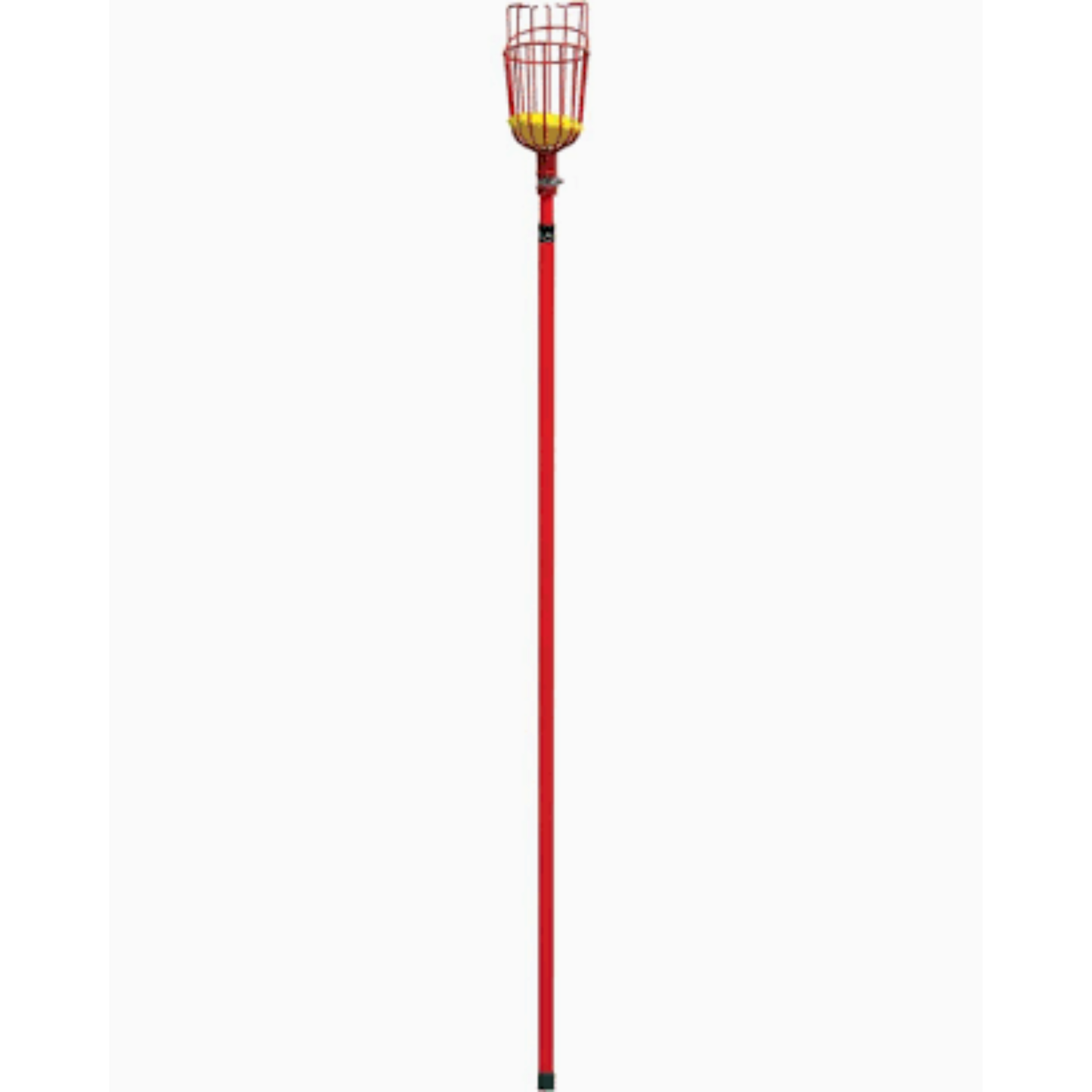 Red fruit picker with a yellow head on a white background