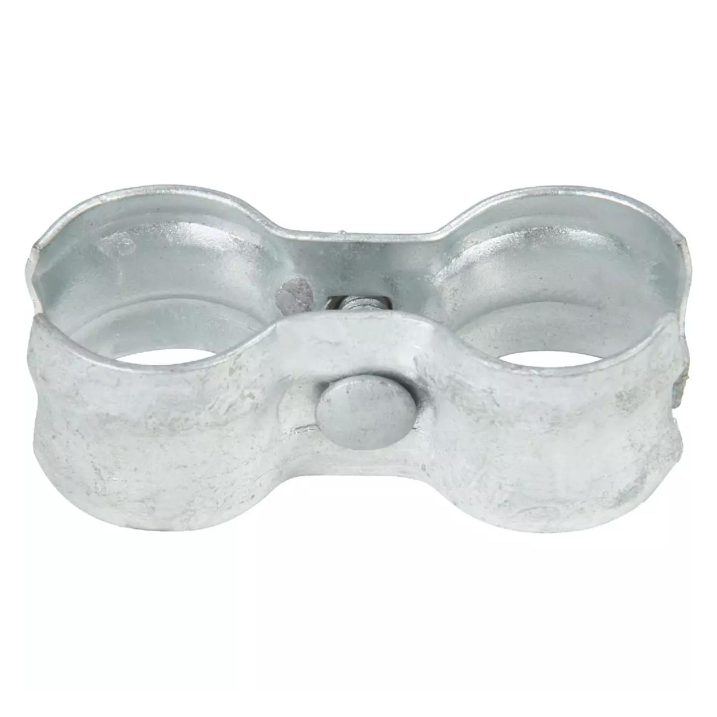 Metal dog kennel clamp on a white background