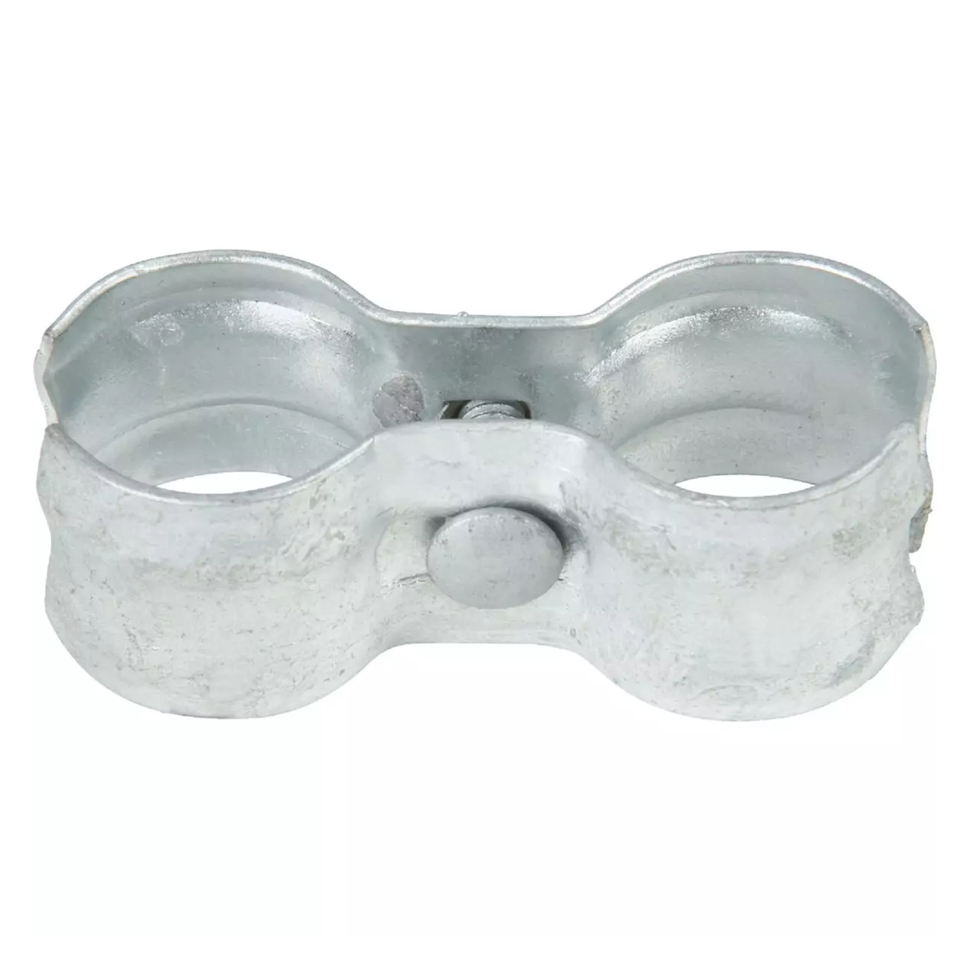 Metal dog kennel clamp on a white background