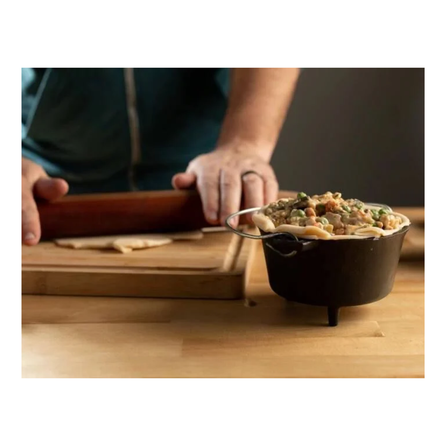 Mini Dutch oven with food in it