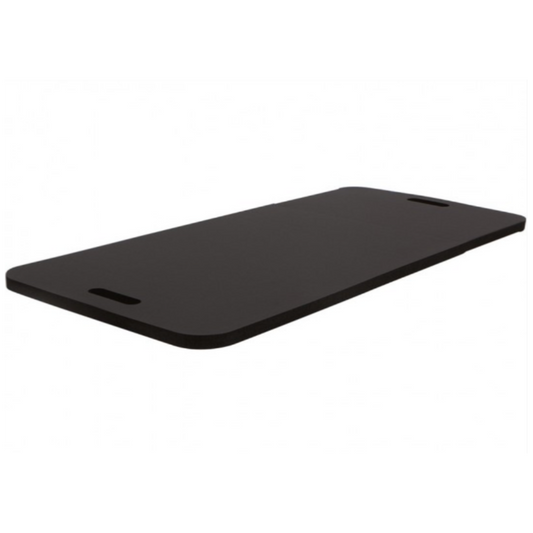 Black rectangular mat on a white background