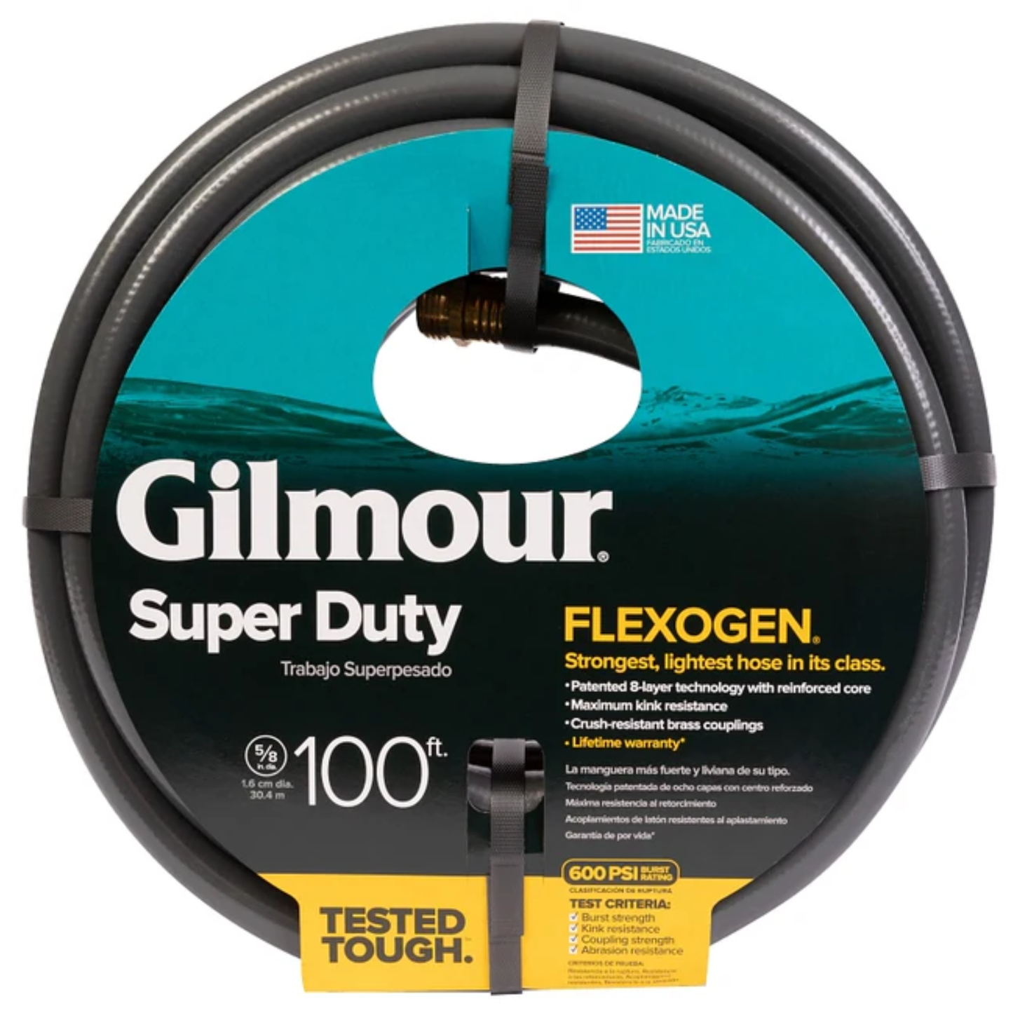 Gilmour Super Duty Flexogen garden hose on a white background