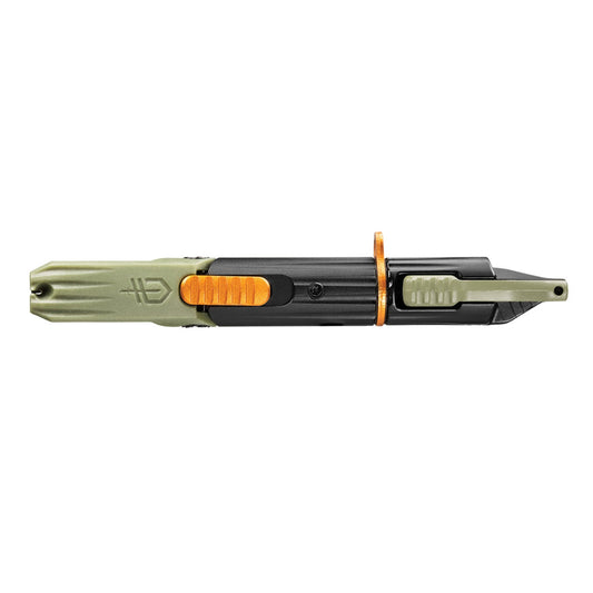 Multitool with knife blade on a white background