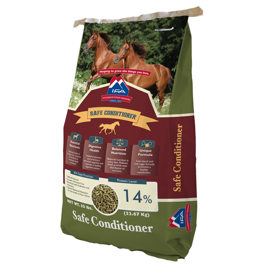 Bag of IFA Horse Safe Conditioner with a horse on the label