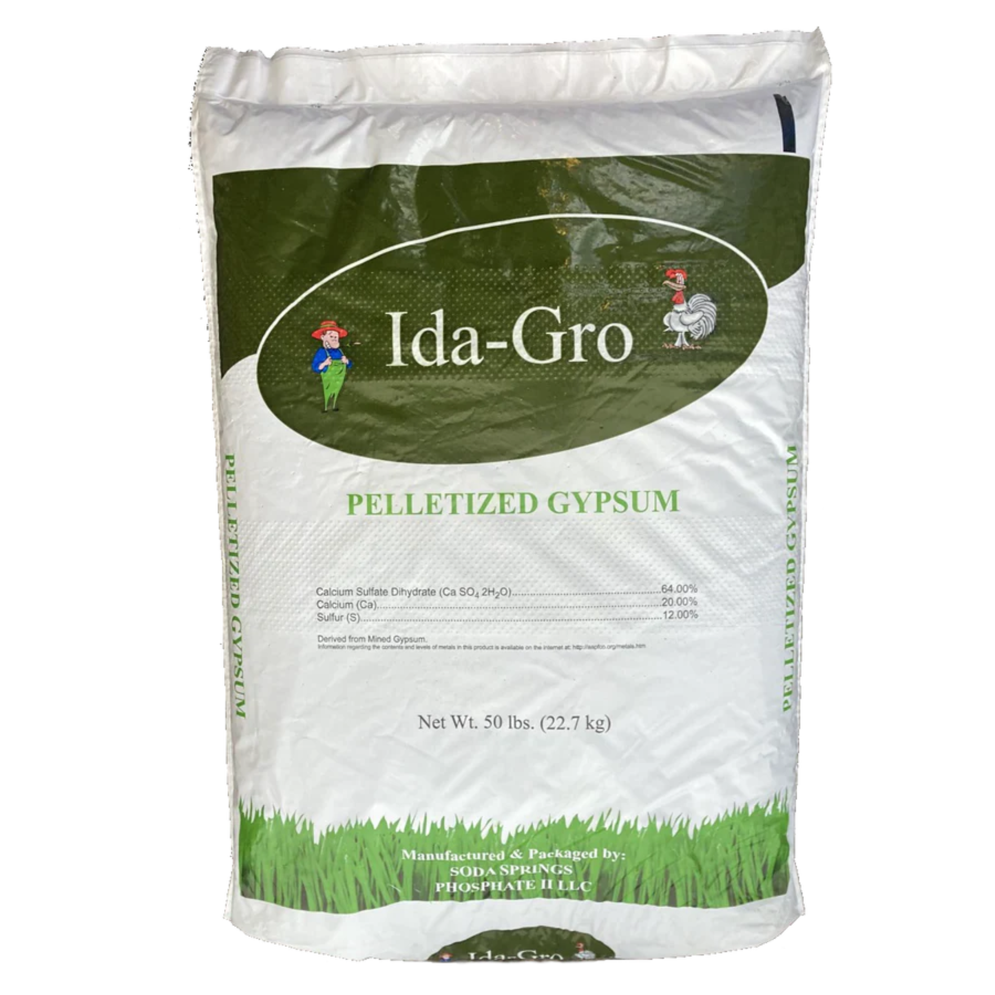 Ida-Gro pelletized gypsum bag on a white background
