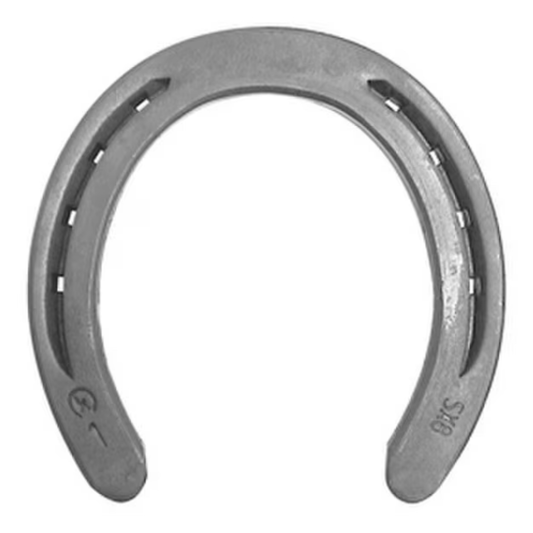 Metallic horseshoe on a white background