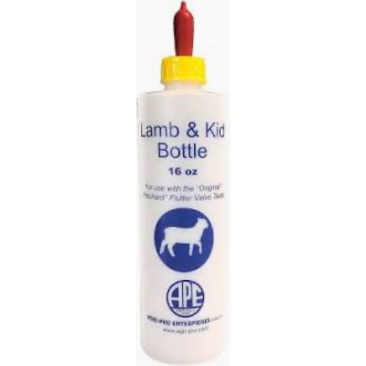 Lamb & Kid bottle with red cap on a white background