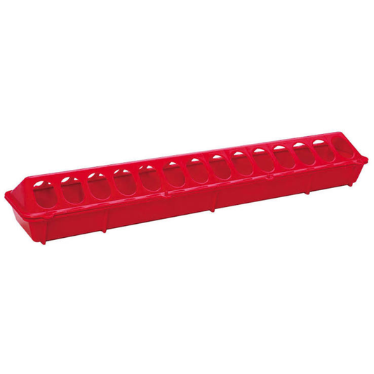 Red plastic tray with multiple compartments on a white background