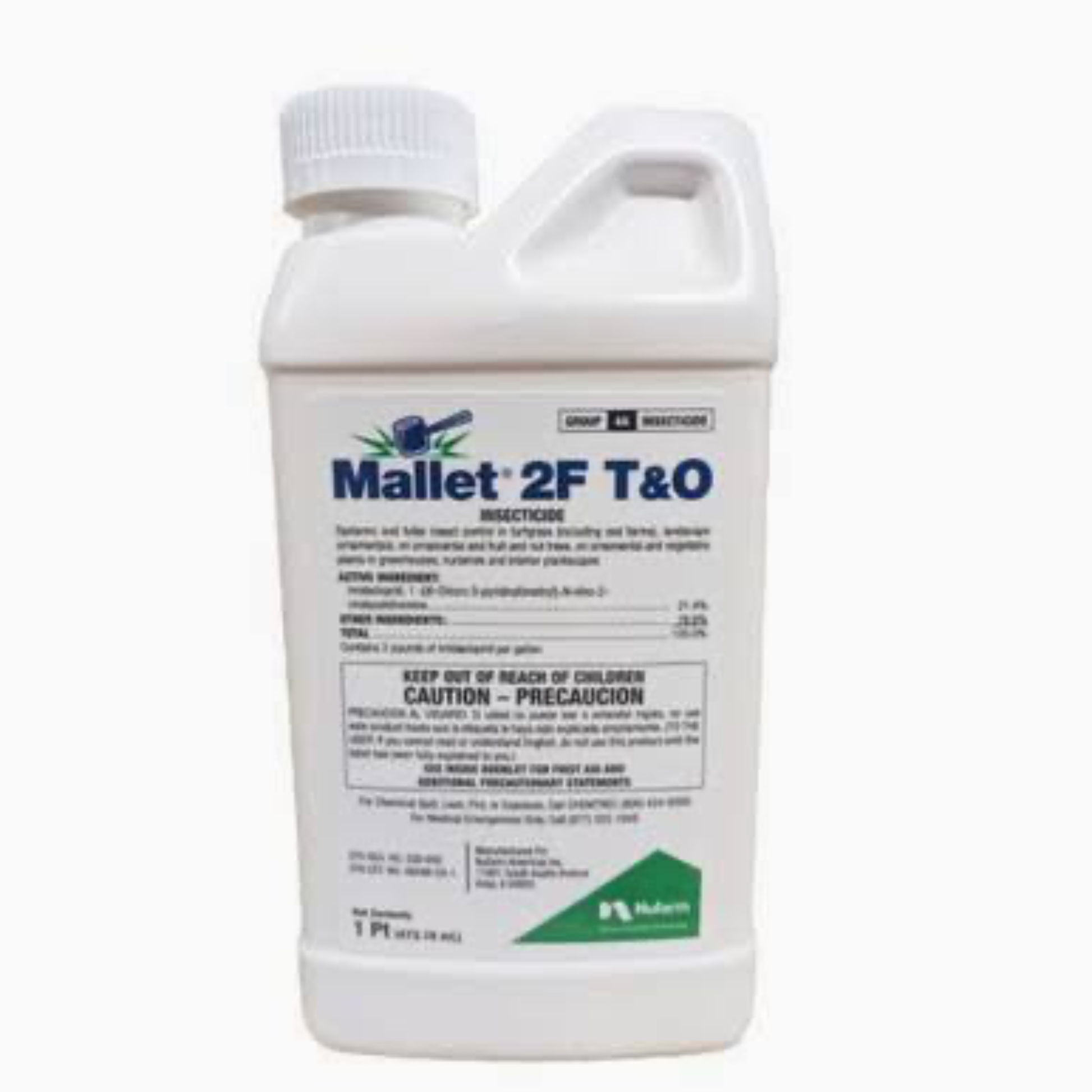 White bottle labeled 'Mallet 2F T&O' on a white background