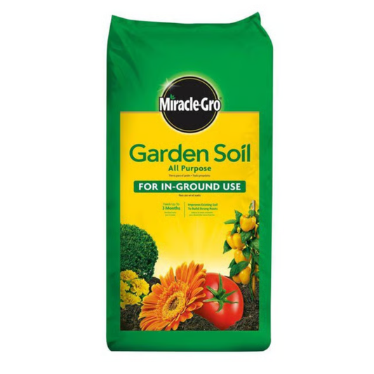Bag of Miracle-Gro Garden Soil on a white background