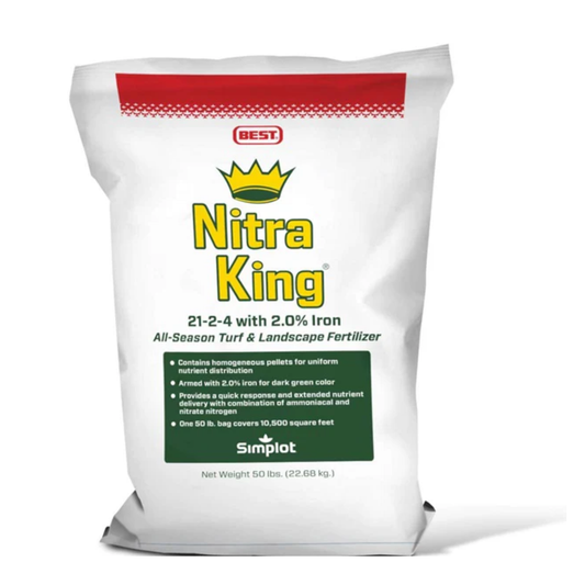 Nitra King fertilizer bag with branding on a white background