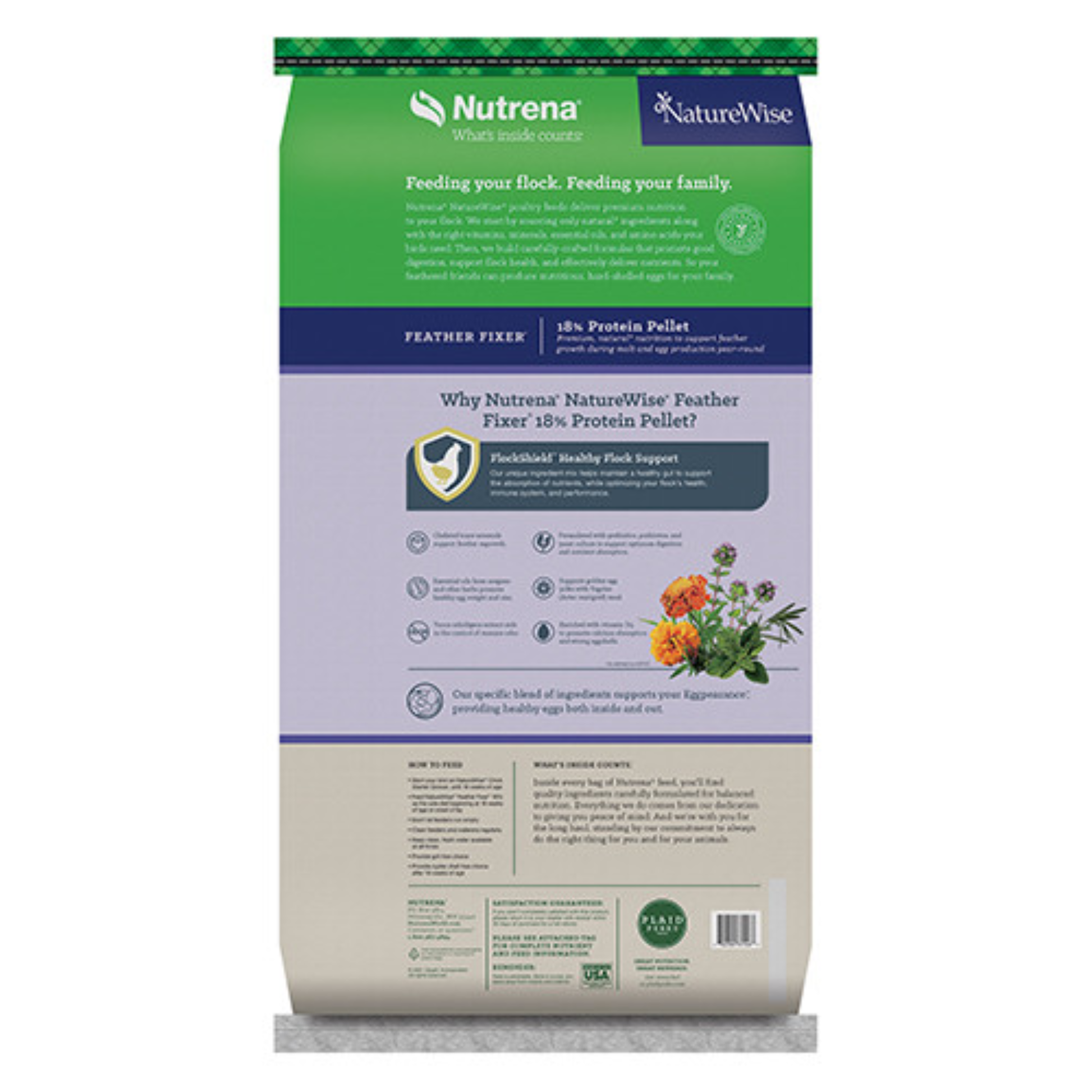 Nutrena NatureWise poultry feed bag on a white background