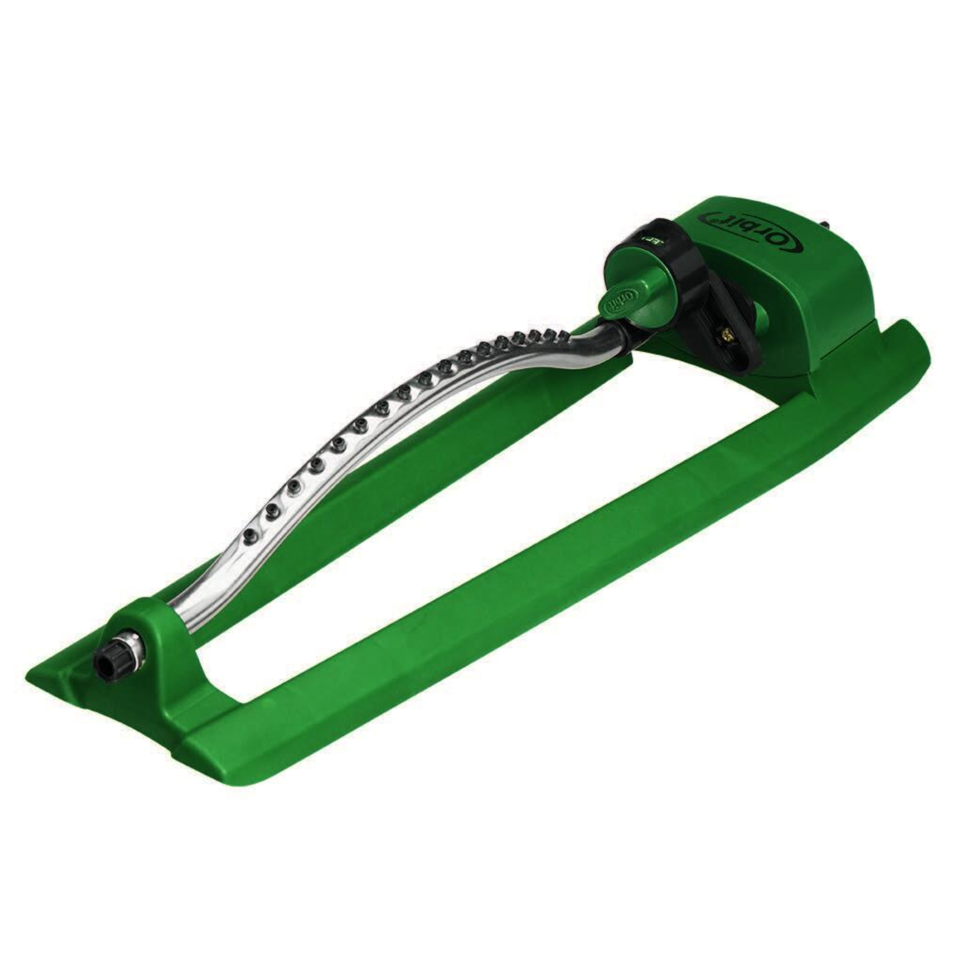 Green garden sprinkler on a white background