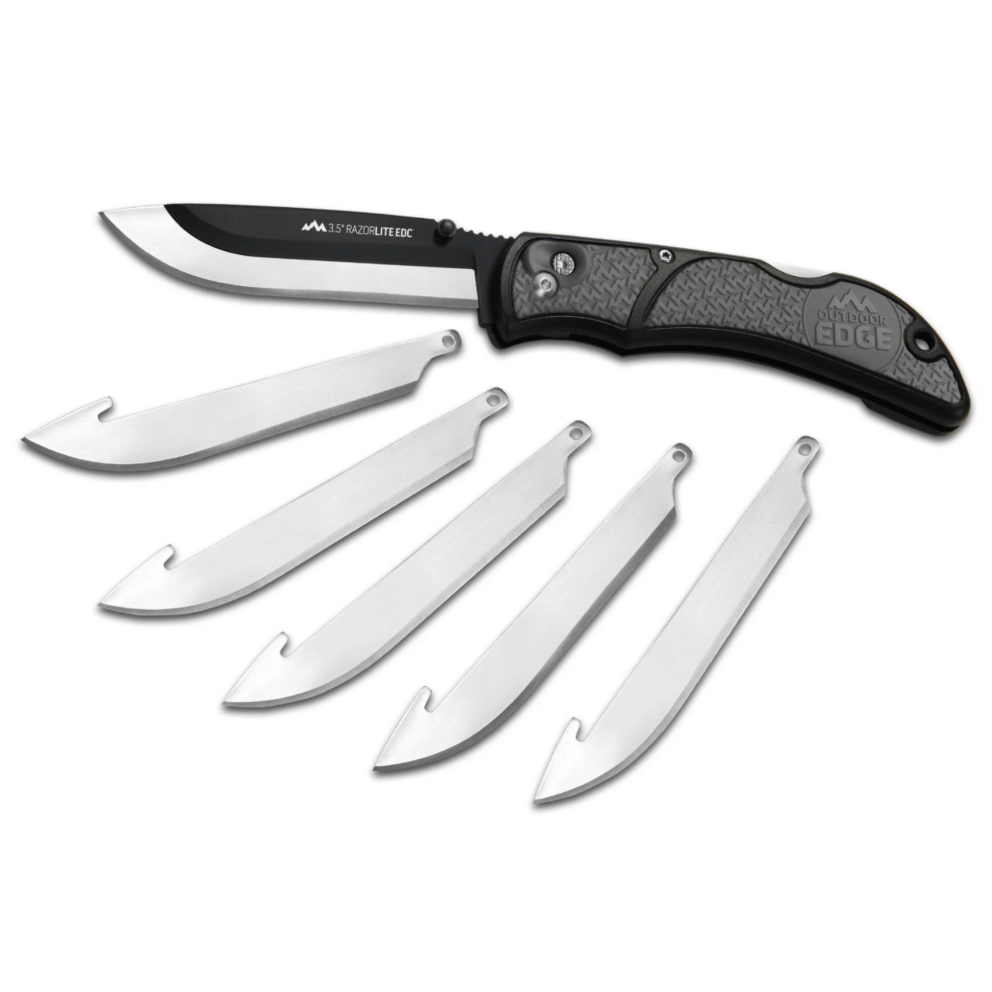 Multifunctional knife with interchangeable blades on a white background