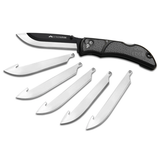 Multifunctional knife with interchangeable blades on a white background