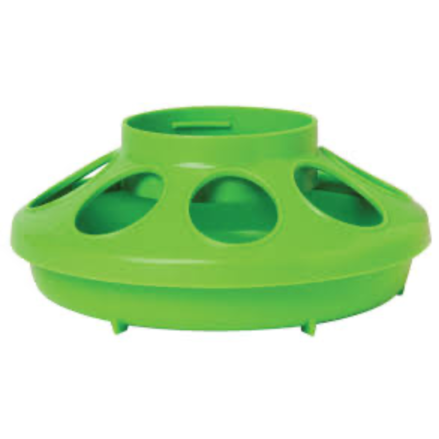 Green plastic feeder on a white background