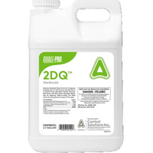 Quali-Pro 2DQ herbicide container with label on a white background