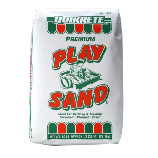 Bag of Quikrete Premium Play Sand on a white background