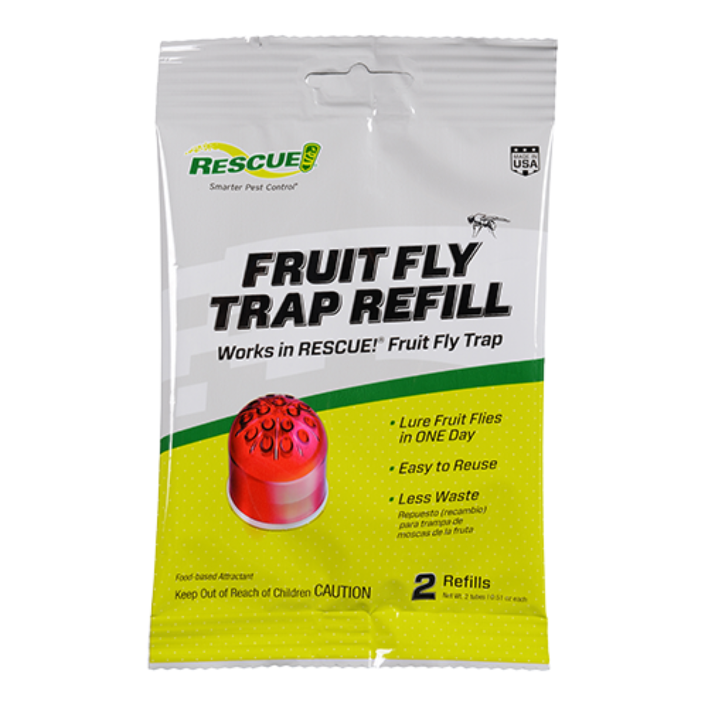 Rescue Fruit Fly Trap Refill packaging on a white background