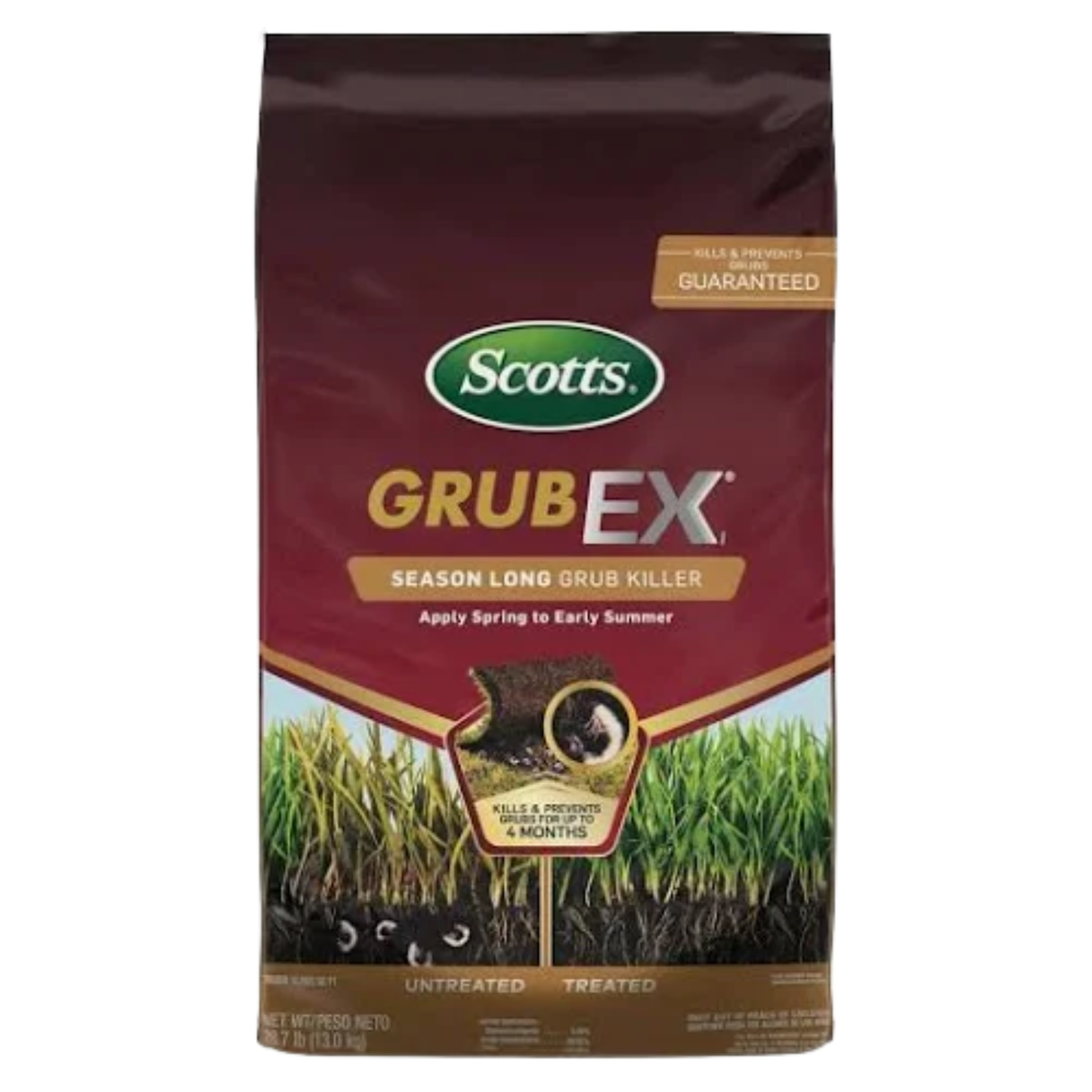 Scotts GrubEx season-long grub killer packaging on a white background