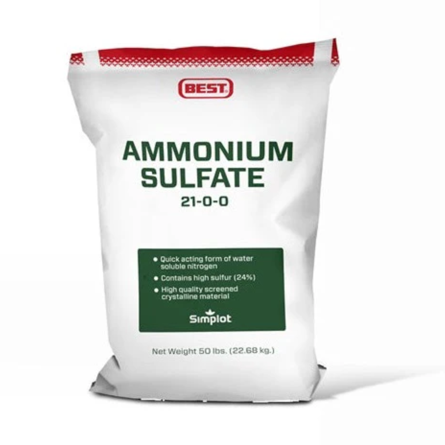 Bag of Best Ammonium Sulfate fertilizer on a white background