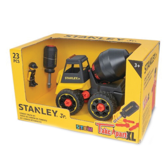 Packaged stanley jr. take apart cement truck on a white background.