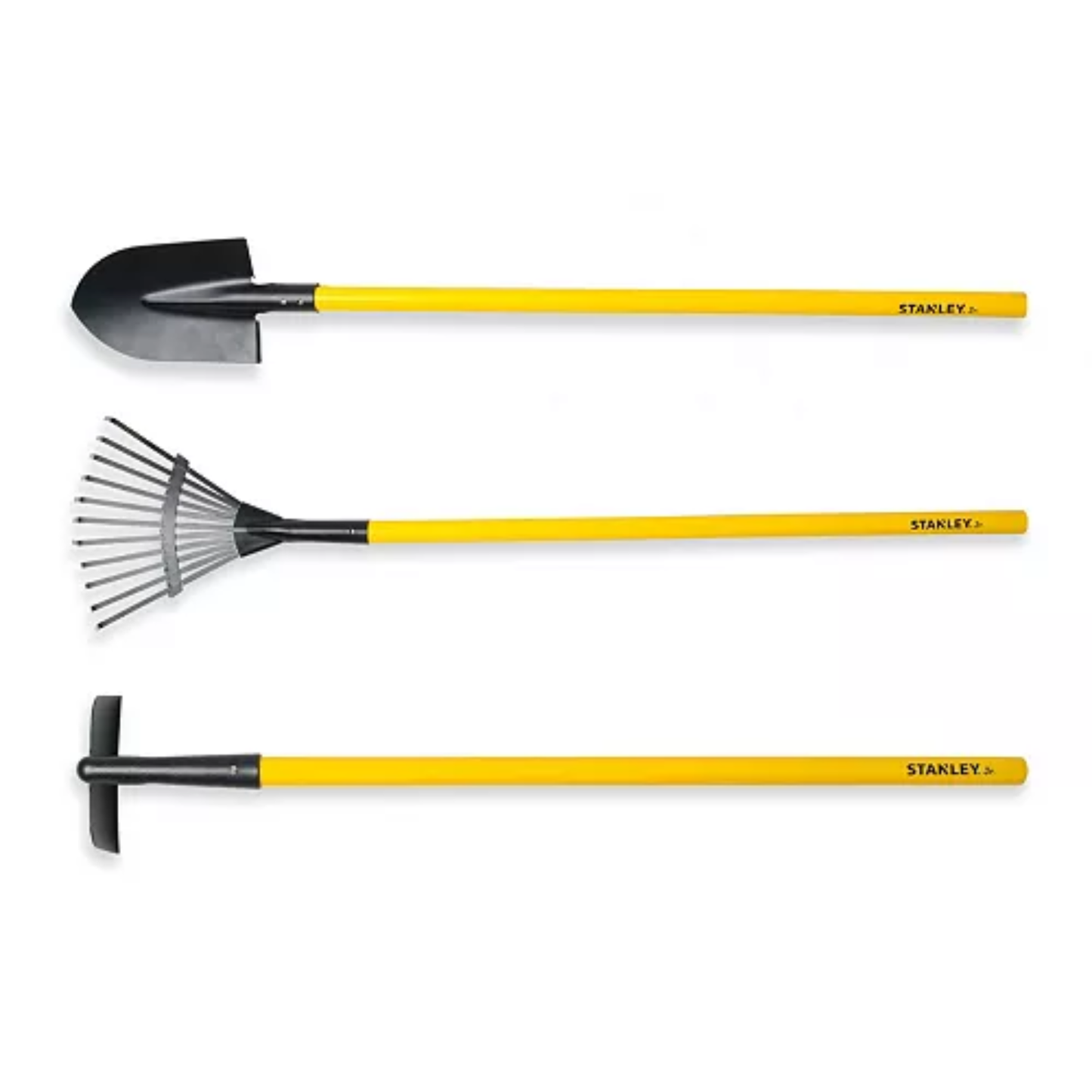 Kids gardening tool set on a white background