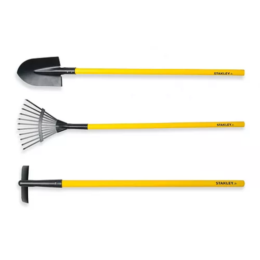 Kids gardening tool set on a white background