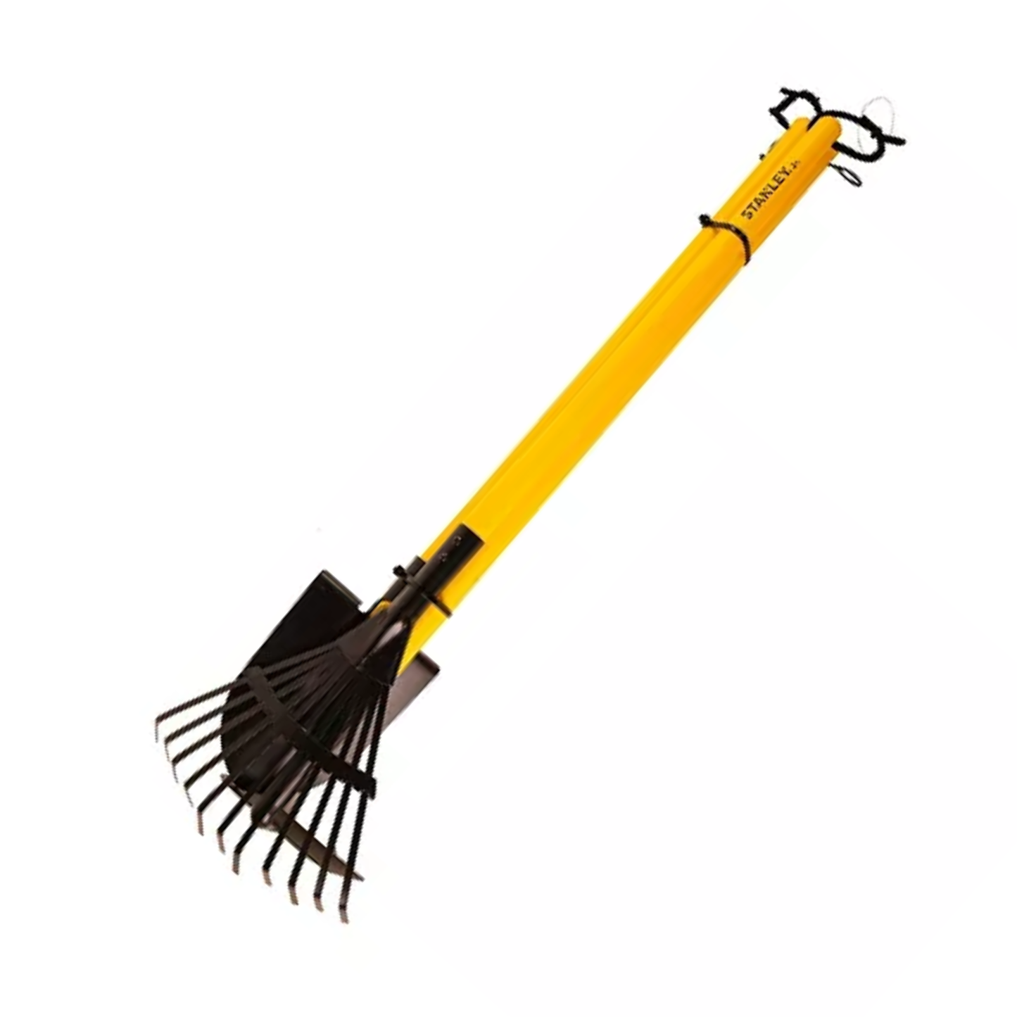 Kids gardening tool set on white background.