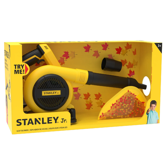 Packaged toy blower in a yellow box on a white background