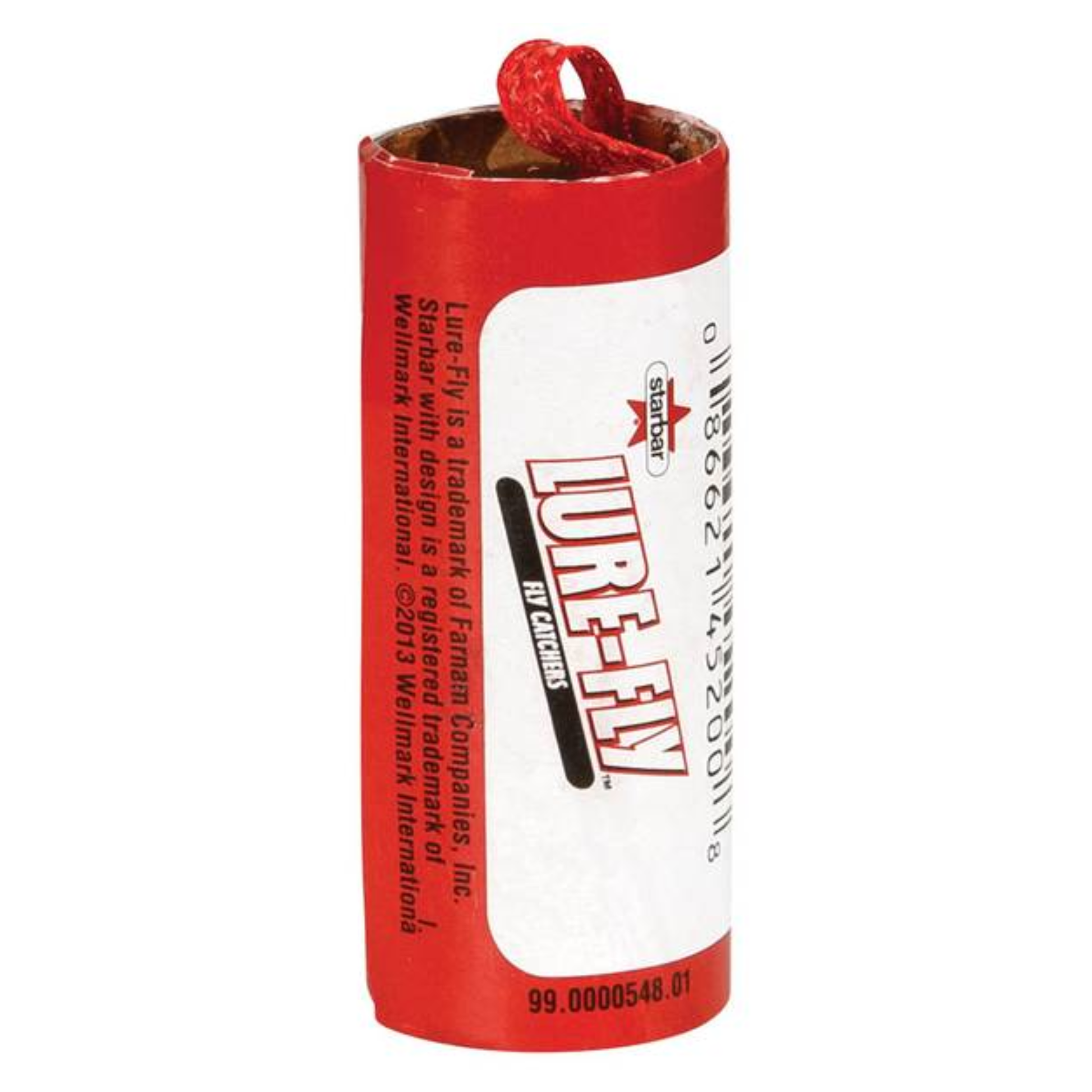Red and white canister with 'Lure Fly' branding on a white background