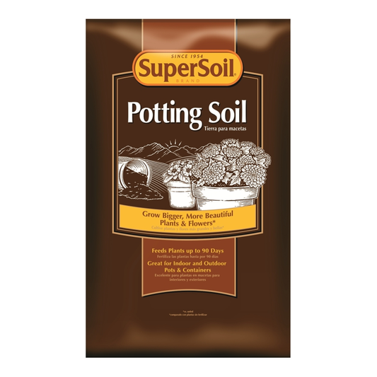 SuperSoil potting soil package on a white background