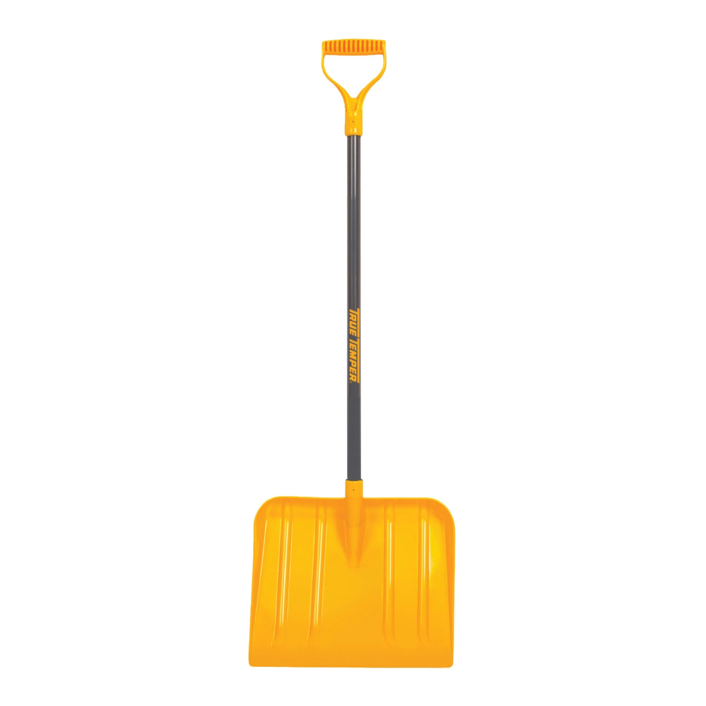 Yellow kid's snow shovel on a white background