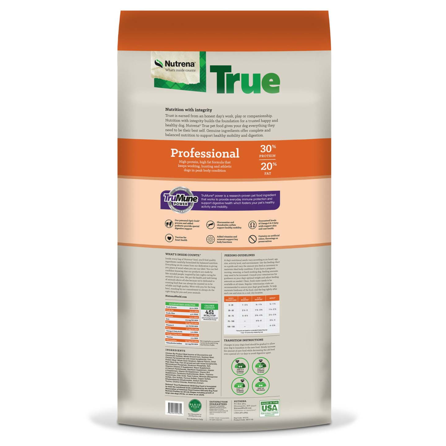 Nutrena True Professional dog food bag on a white background