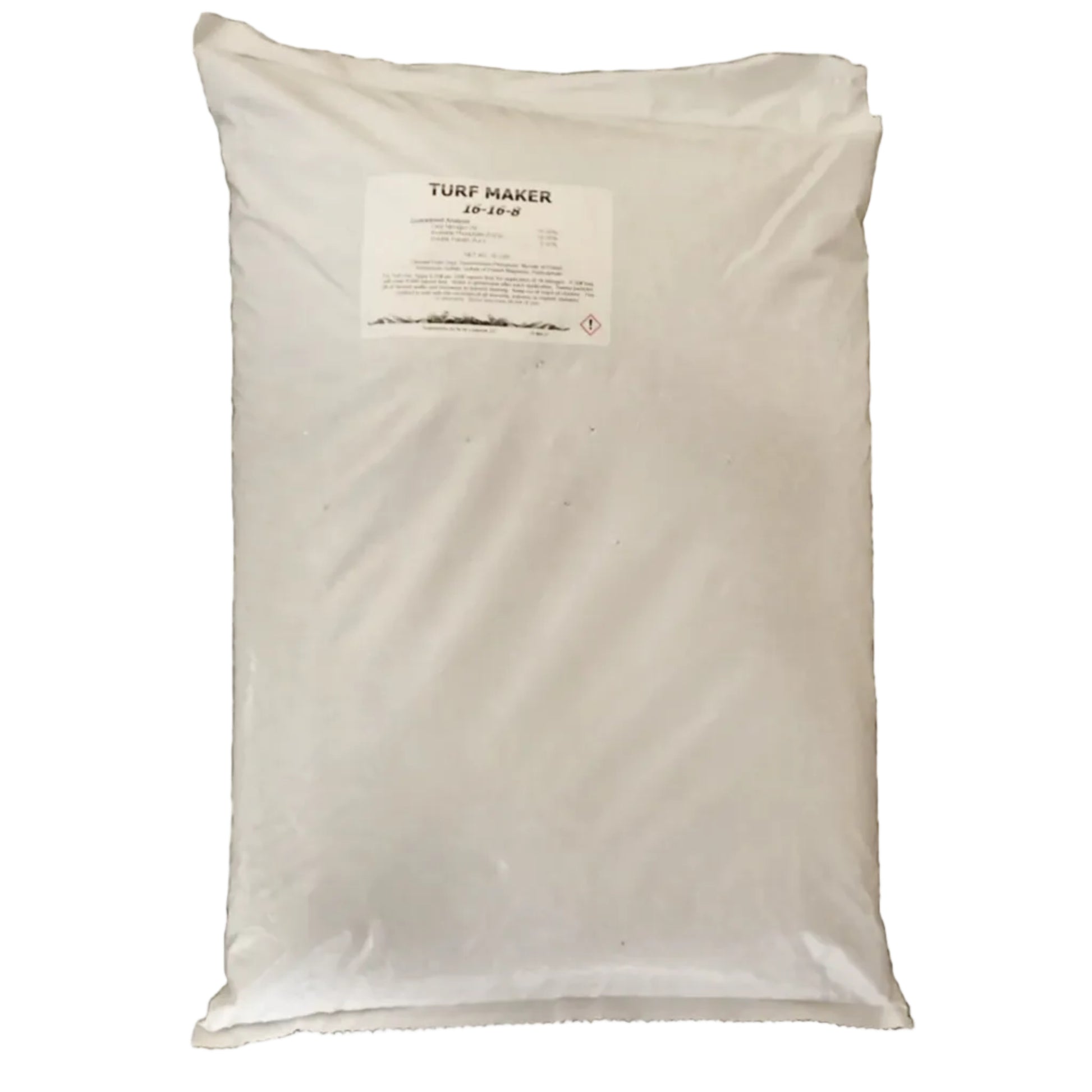 A bag with a Turf Maker Label on a white background