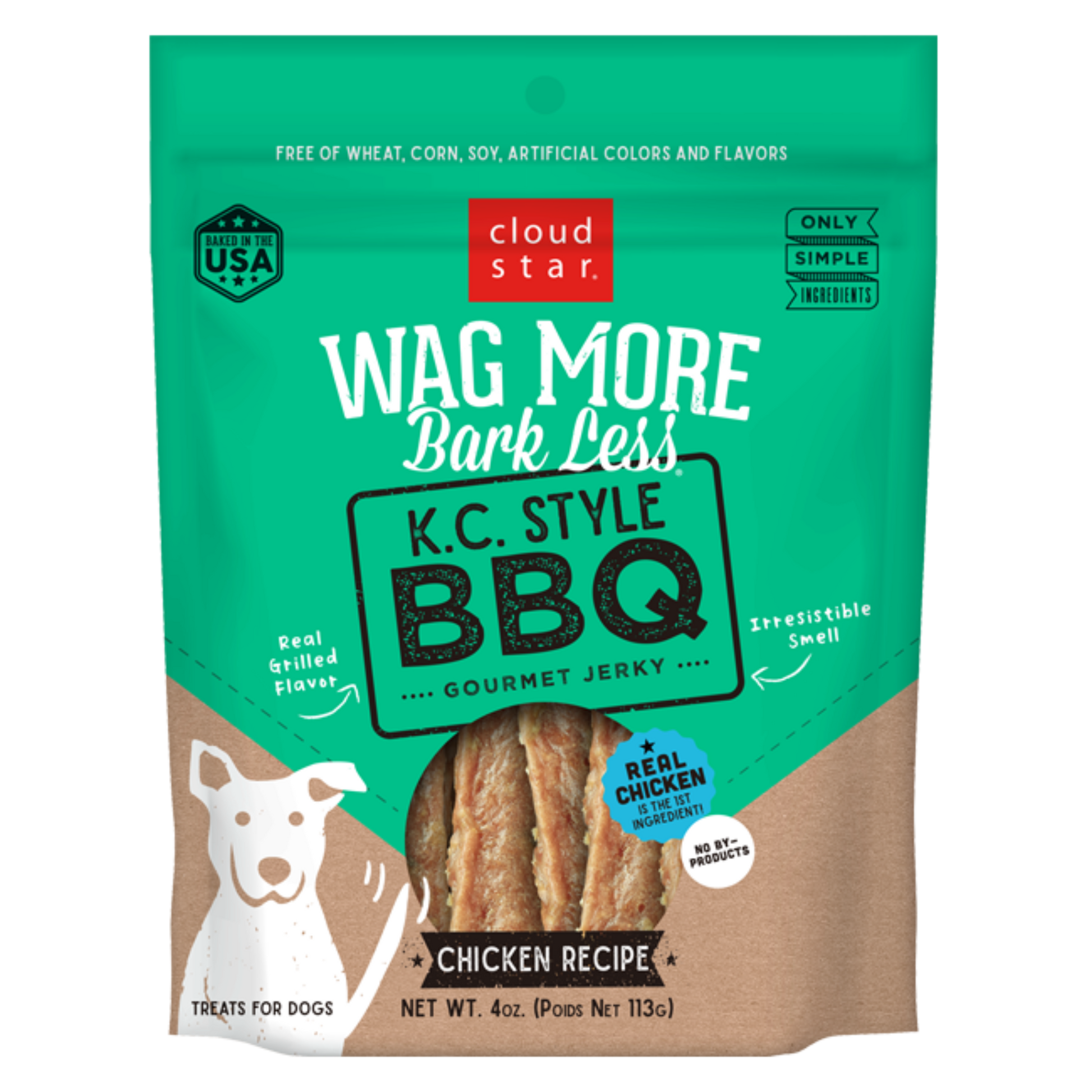 A bag of Cloud Star Wag More Bark Less K.C.